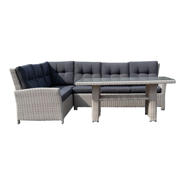 Lounge Poly Rattan Gartenmöbel Sitzgruppe Esstisch FLORENZ Silber Grau Lounge Poly Rattan Gartenmöbel Sitzgruppe Esstisch FLORENZ Silber Grau