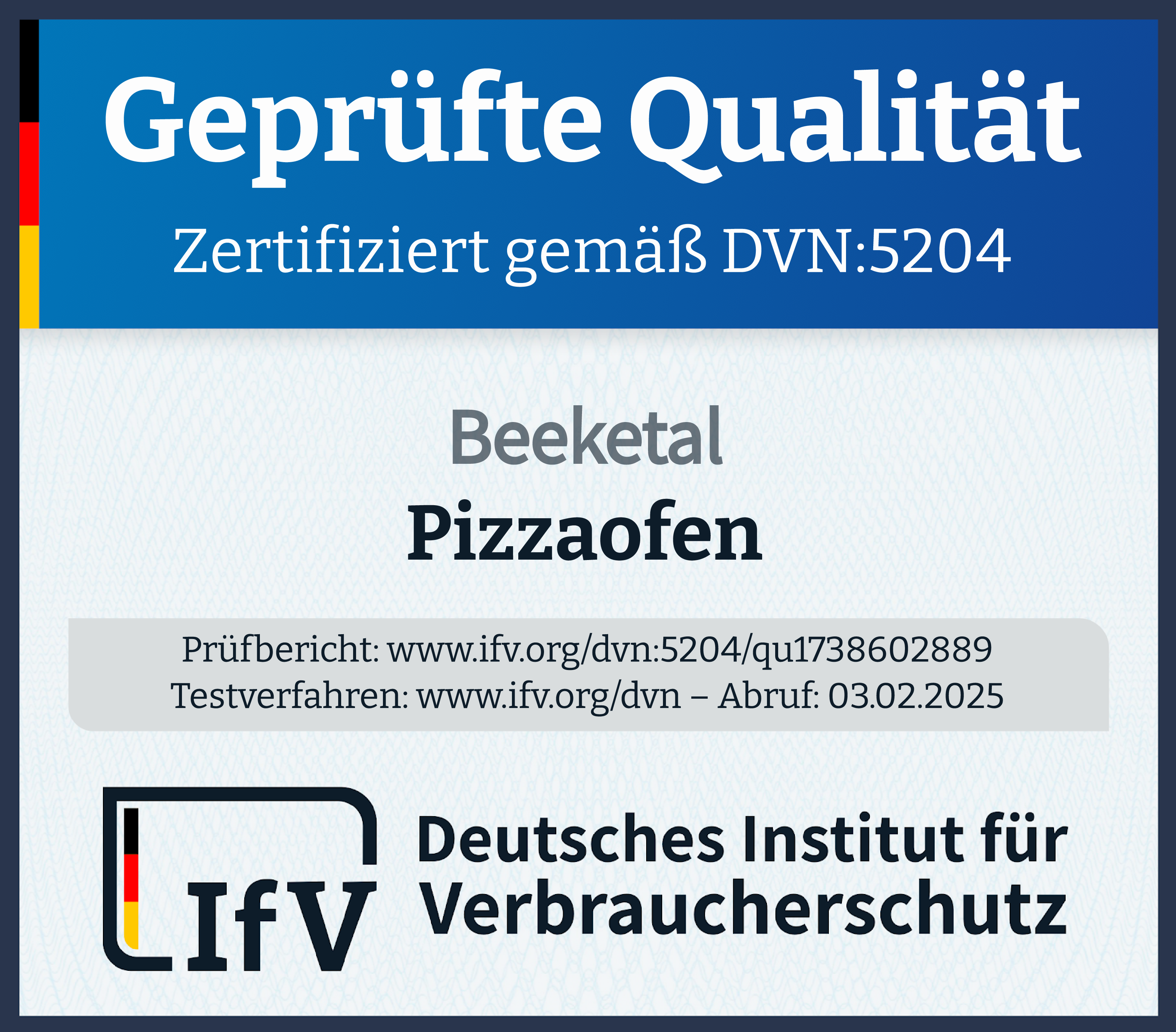 Prüfsiegel Bild Adresse