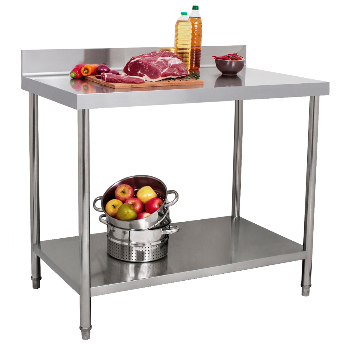 VEVOR 61x45cm Edelstahltisch mit Rollen Arbeitstisch Küchentisch Gastro  Zerlegetisch für Küche Restaurant