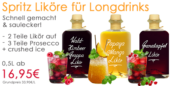 Fruchtige Liköre in Manufaktur Qualität für leckere Sommer Cocktails und Deinen Likör Spritz