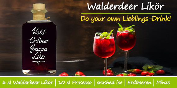 Fruchtig spritziger Walderdbeer Likör in Manufaktur Qualität für leckere Sommer Cocktails und Deinen Likör Spritz
