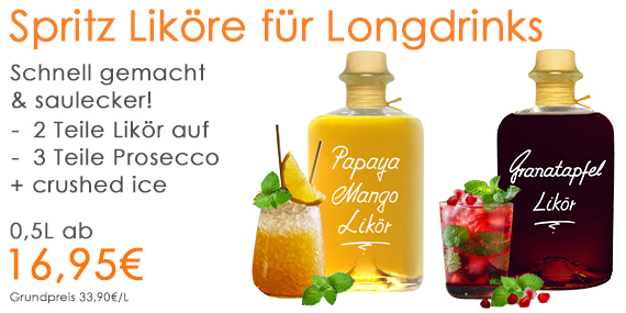 Fruchtige Liköre in Manufaktur Qualität für leckere Sommer Cocktails und Deinen Likör Spritz