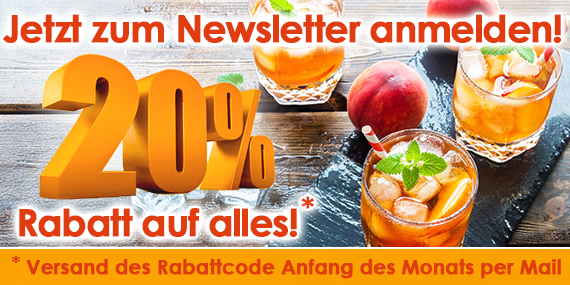 Zum Newsletter anmelden und jeden Monat 20 Prozent mit unserem Rabattcode sparen
