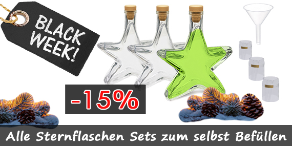 Black Week Angebot 15% Rabatt auf Sternflaschen und alle Artikel