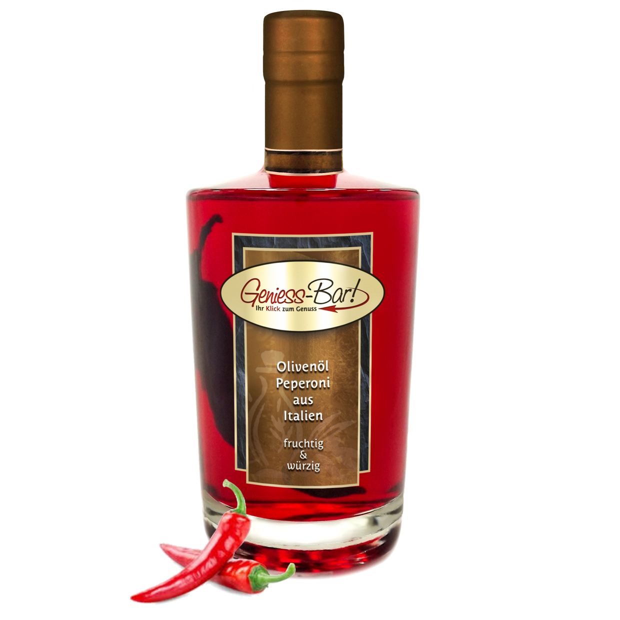 Olivenöl Peperoni aus Italien extra vergine kaltgepresst sehr