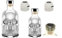 Totenkopf Flasche Skull leer 0,5L & 0,2L Profi Set m. Titan Kappe u. Schrumpfkapsel Piraten Schädel