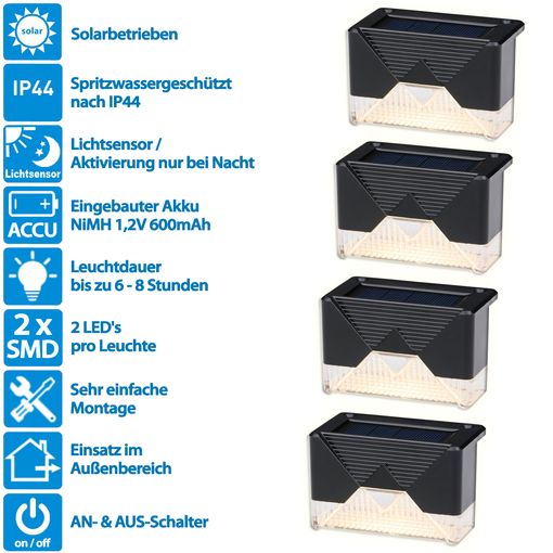 4 x GRUNDIG Solarlampe Licht-Sensor für den Außeneinsatz # 1211