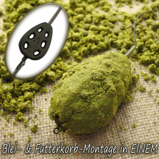 LEAD FEED Blei Futterkorb 2in1 Fertigmontage Carp Rig In Line Karpfen Montage 25