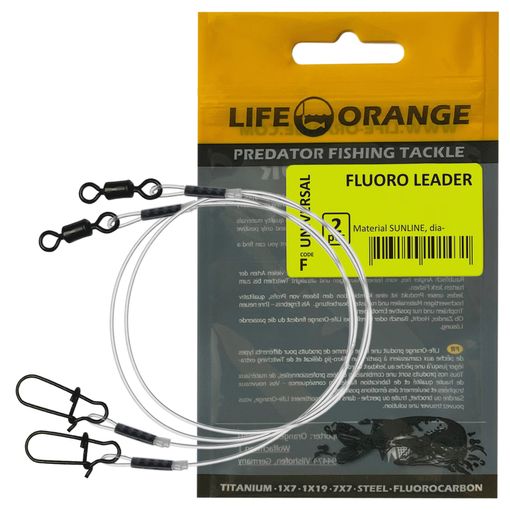 2 x Fluoro Raubfisch Vorfach Life-ORANGE Universal Stellfischangeln  Spinnangeln # F15 F20 F30
