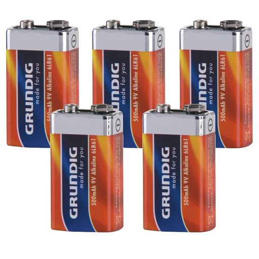 5 x Alkaline 9V BLOCK Batterien 500mAh 6LR61 Grundig # 14124