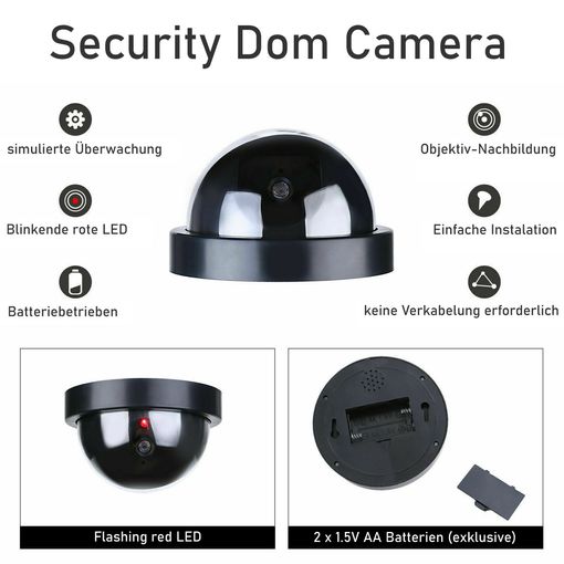 5 x Kameraattrappe Dome Black mit LED für Betriebssimulation OLYMPIA # 166