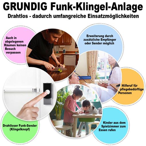 FUNK-Türglocke GRUNDIG Batteriebetrieb 1 Empfänger # 48575