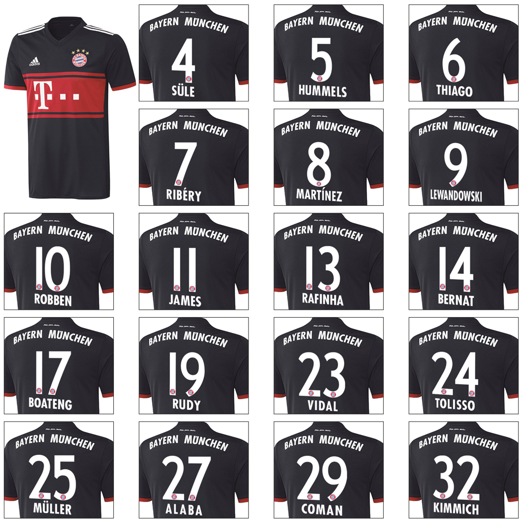 [Paket] adidas FC Bayern München Auswärtstrikot mit Flock 2017 / 2018