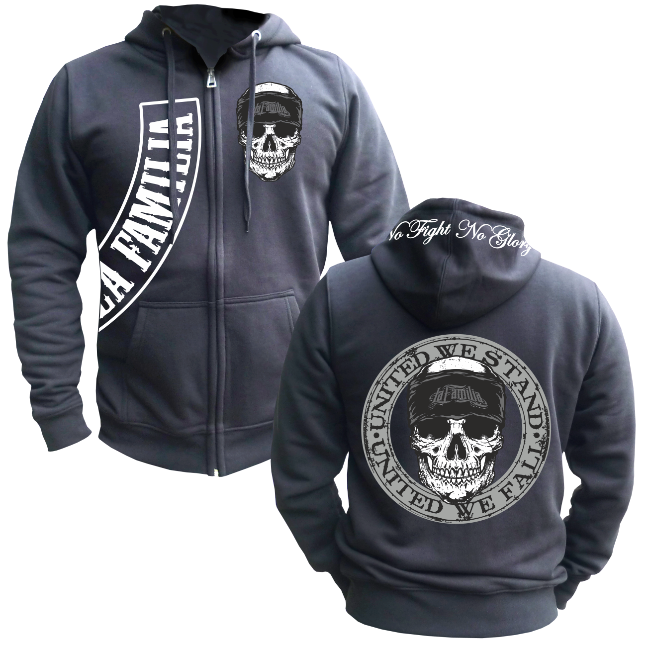 Hooded Sweat Jacket Hooded Zip La Familia FCK UNITED WE STAND Criminal ...