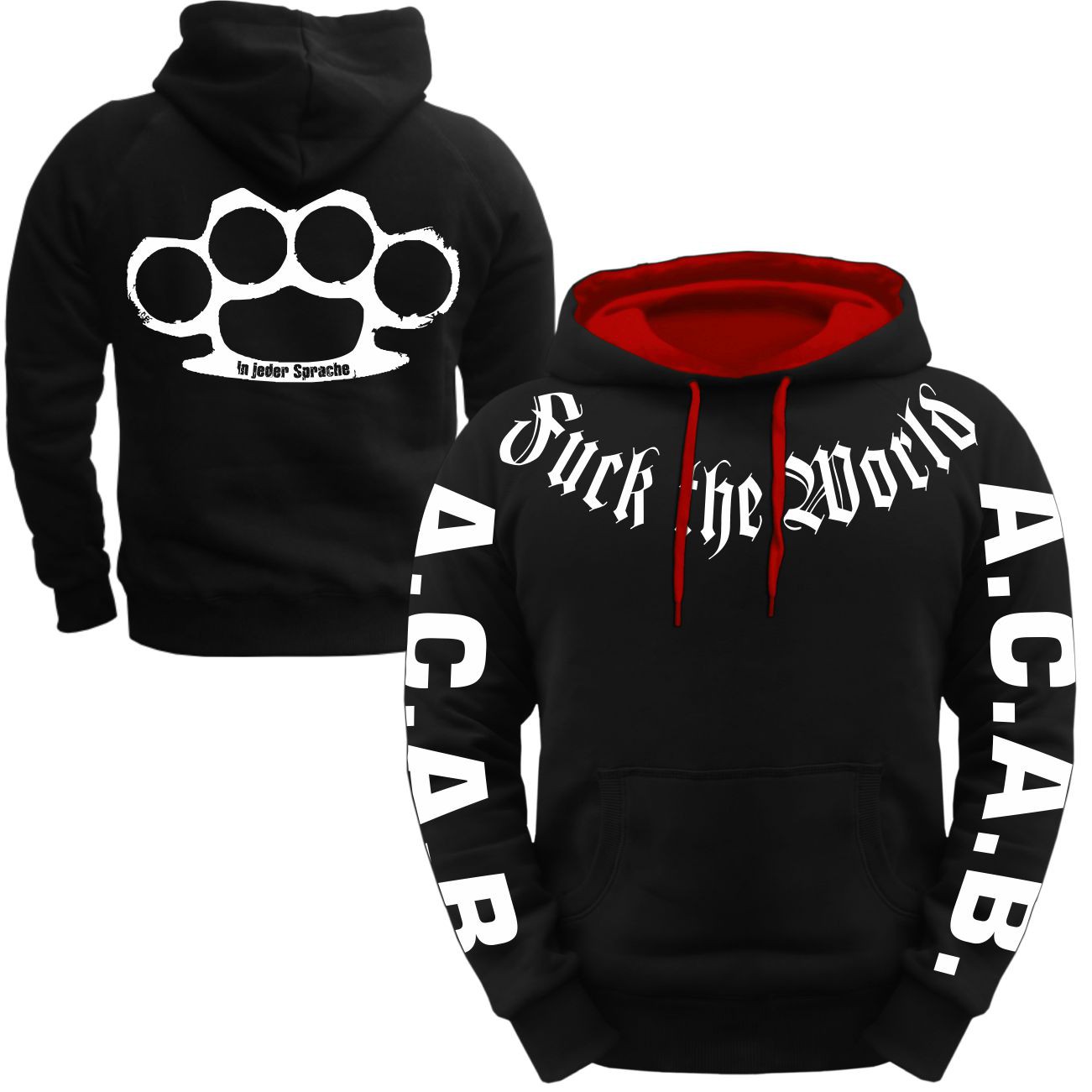 MoonWorks® F*CK You - Felpa Con Cappuccio Da Uomo Con Stampa A - Foto 13