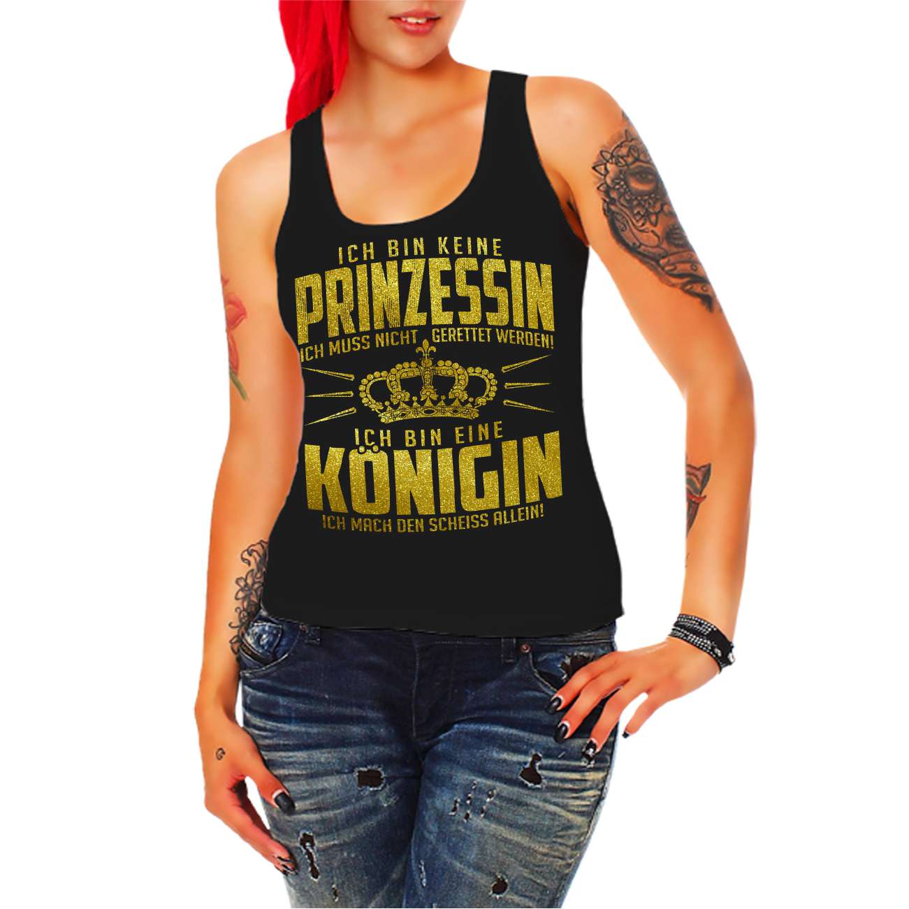 Spass Kostet Frauen Trägershirt Keine Prinzessin - Ich bin Königin ich mach den Scheiss alleine