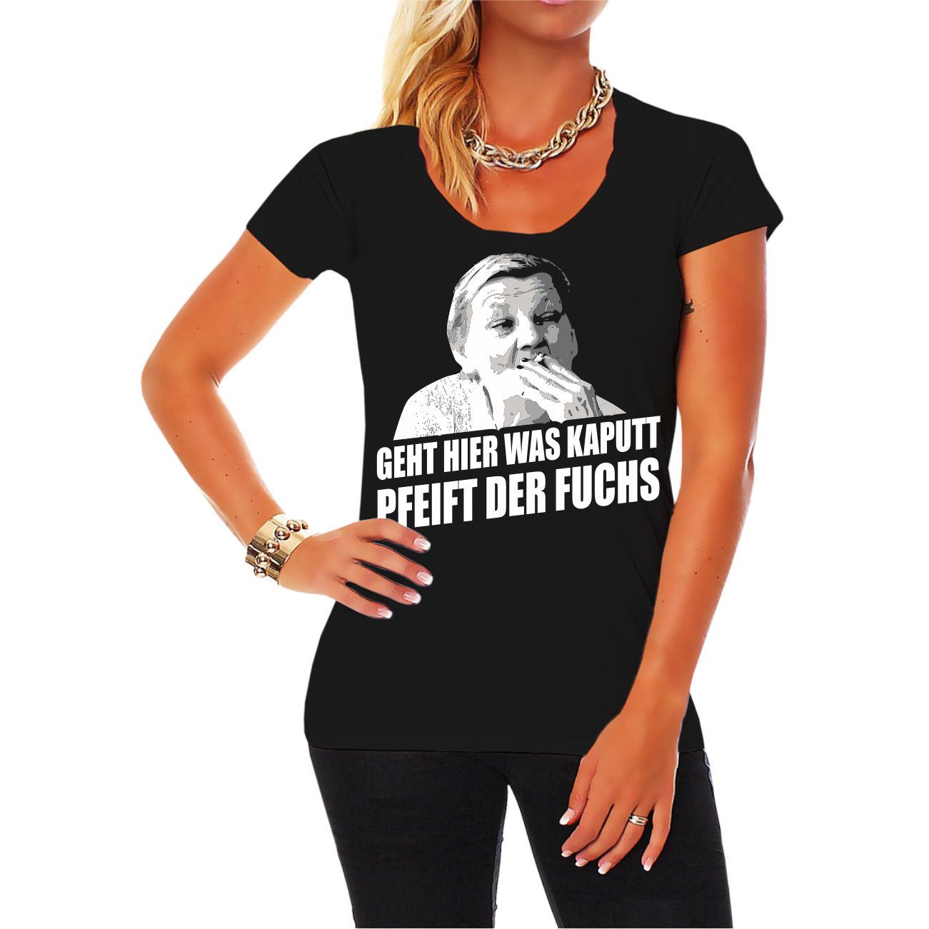 XS 5XL Frauen T-Shirt Geht hier was kaputt pfeift der Fuchs Ritter Spruch Gr