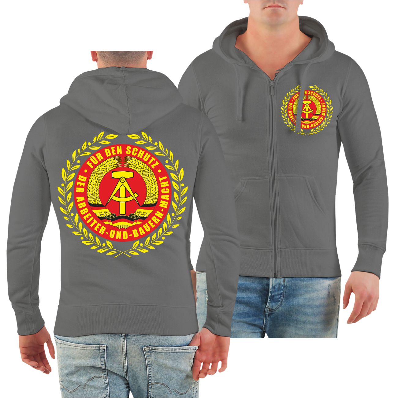 Männer Kapuzenjacke DDR Für den Schutz der Arbeiter und Bauernmacht