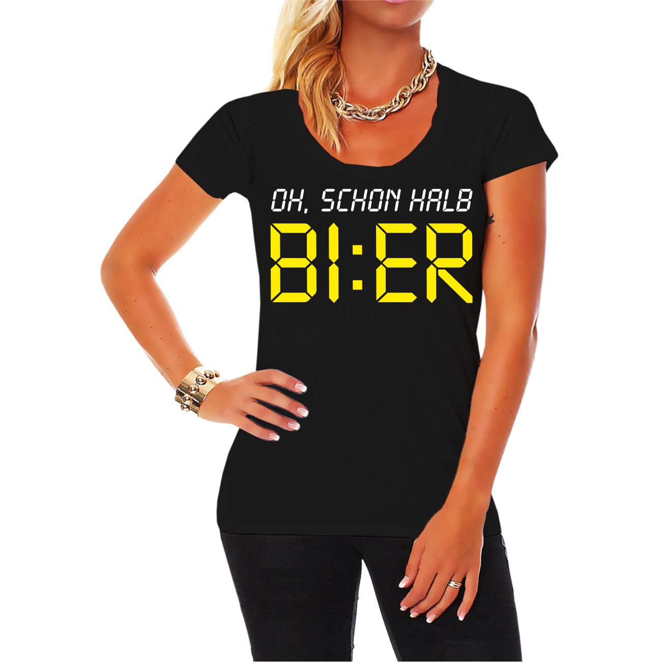 Spass Kostet Frauen Shirt Oh, schon halb BIER