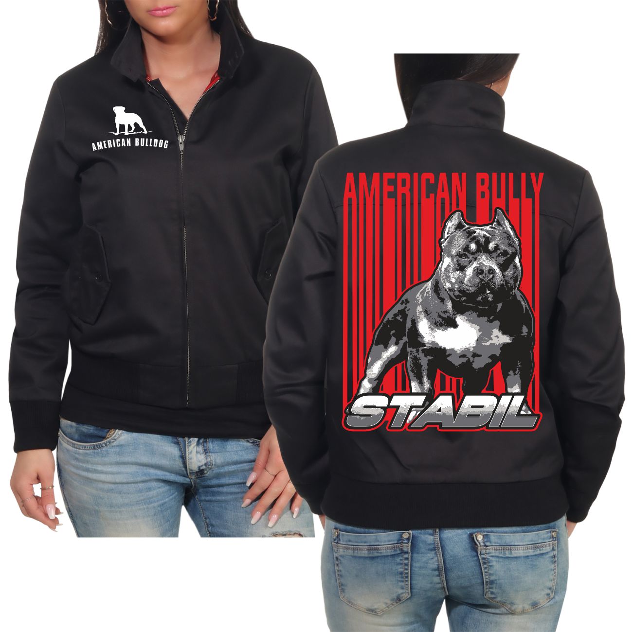 Dog Like A Boss Harrington Jacke - American Bully Design Größe S-5XL