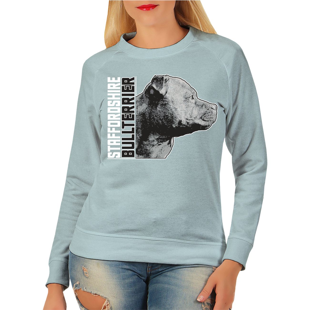 Damen Sweathose Mit Bullterrier Print - Jogginghose Streetwear Aus 60% Baumwolle 40% Polyester