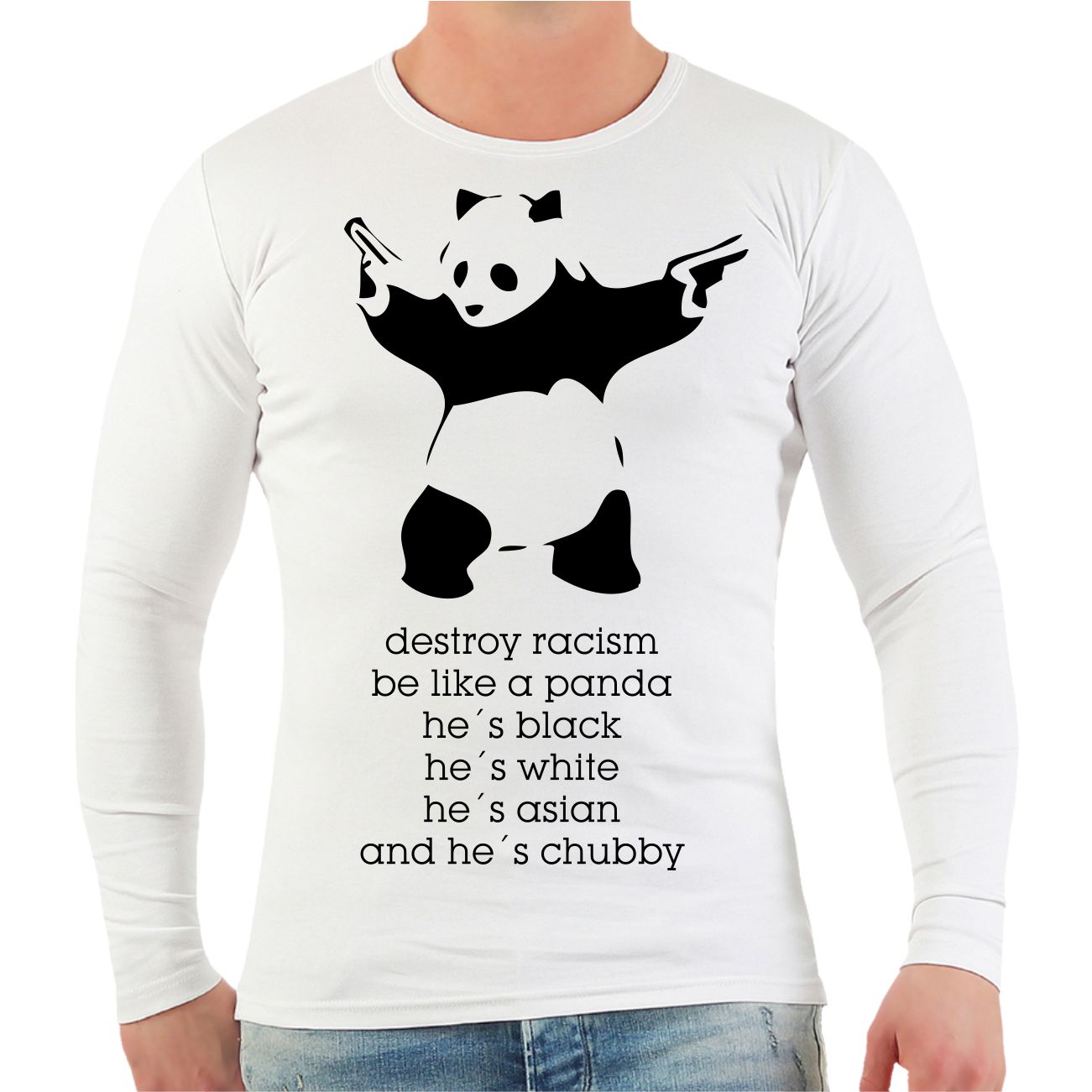 Spass Kostet Männer Longsleeve Destroy Racism be like a PANDA