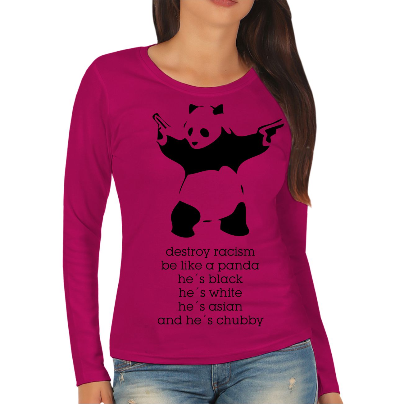 Spass Kostet Frauen Longsleeve Destroy Racism be like a PANDA