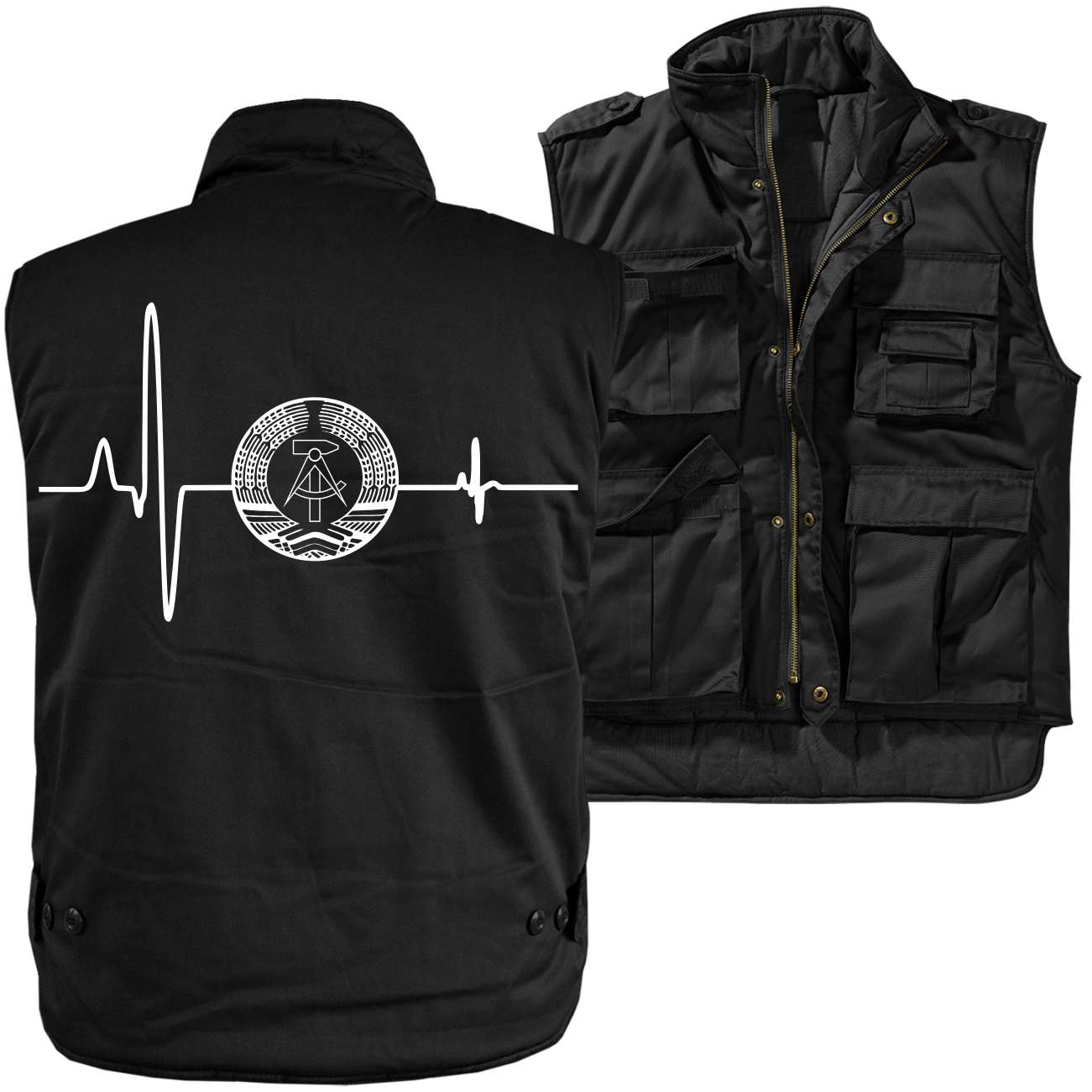 Männer Ranger Weste mit Futter DDR Herzschlag TShirt Shop Witzig