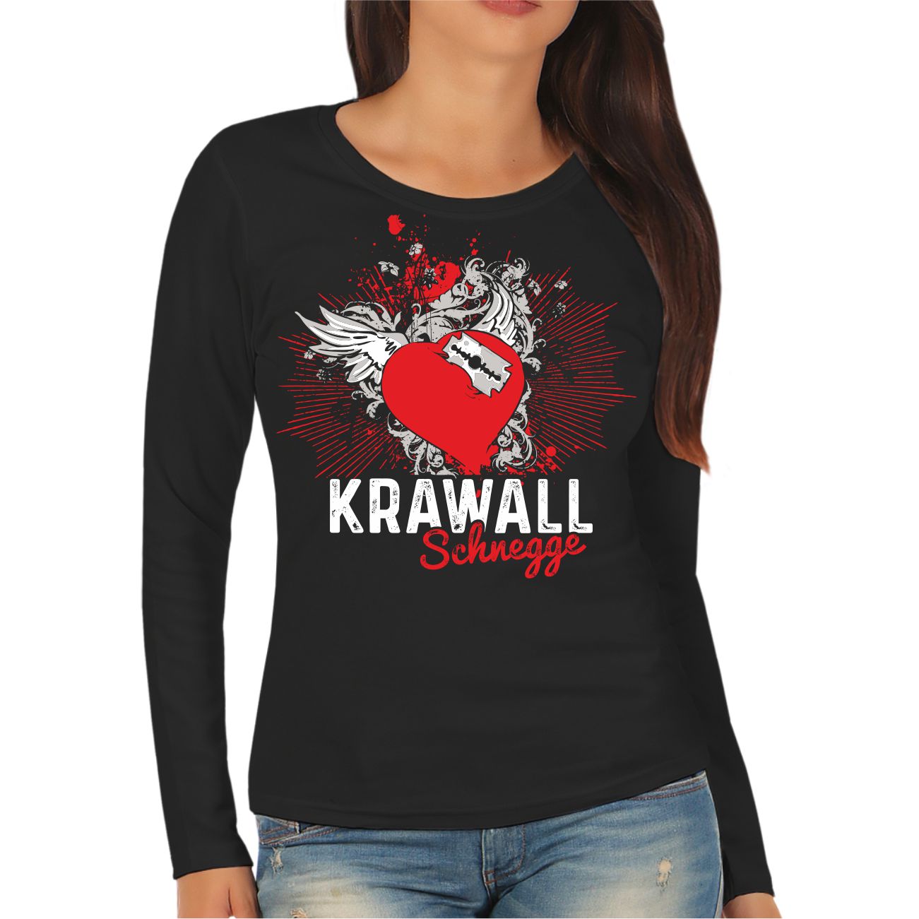 Spass Kostet Frauen Longsleeve Krawallschnegge Herz