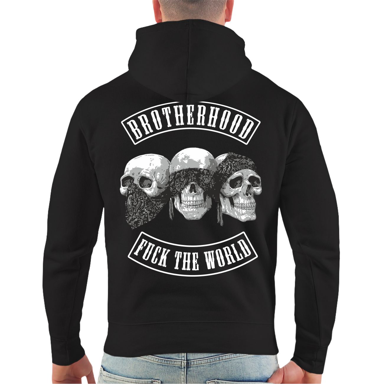 Herren Kapuzenpullover Biker Totenkopf Kraft Durch Feinstaub Motorrad Chopper