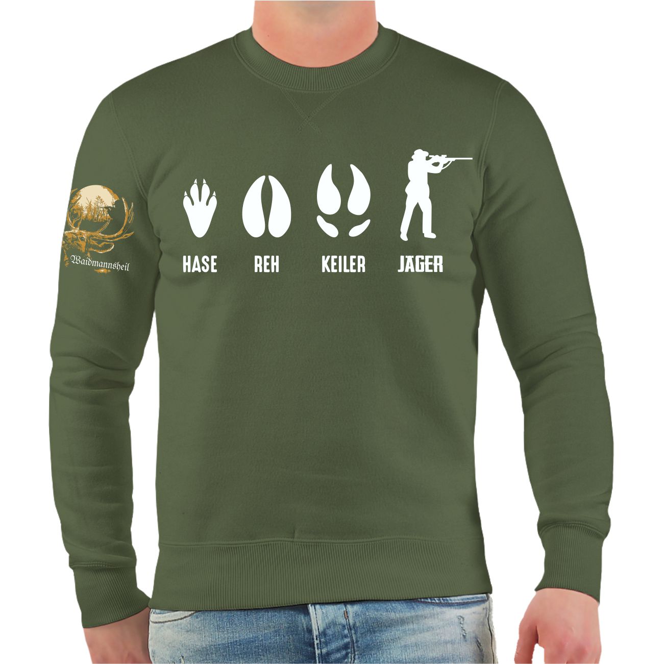 Spass Kostet Männer Sweatshirt Evolution Hase Reh Keiler JÄGER