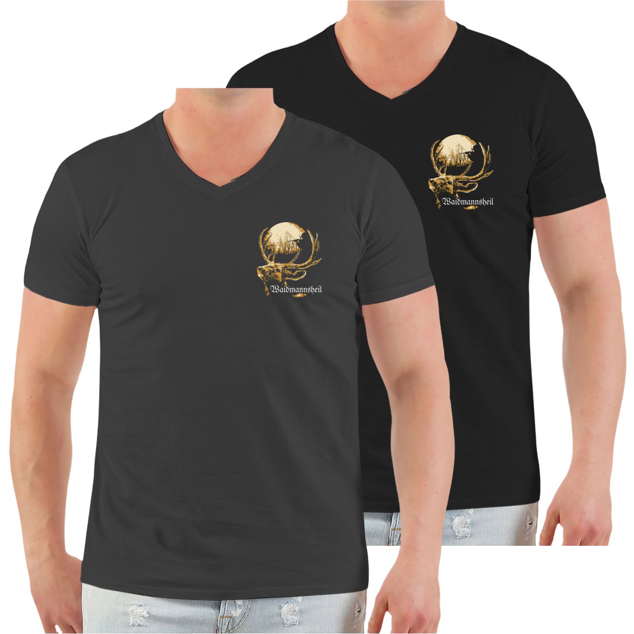 Spass Kostet TShirt 2er Pack VNECK Jäger Waidmannsheil mit Hirsch