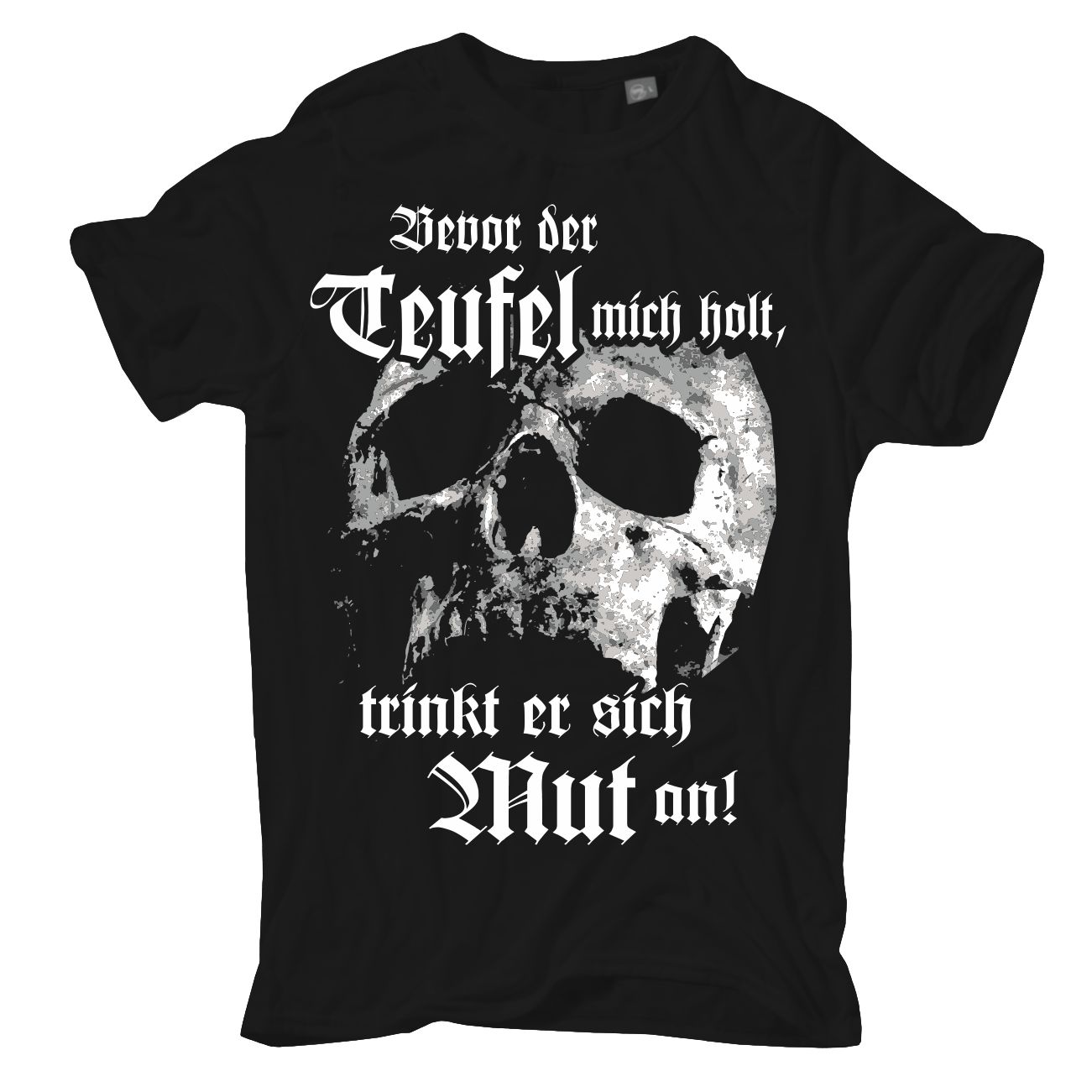 Spass Kostet Übergrößen Männer T-Shirt Bevor der Teufel mich holt trinkt er sich Mut an 3XL bis 8XL