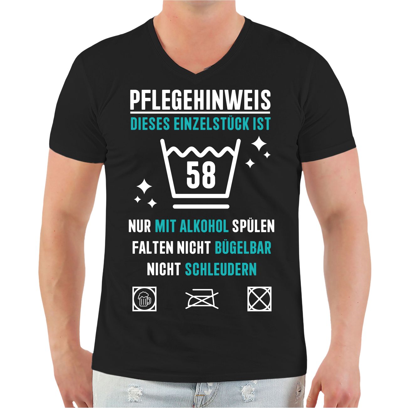 Spass Kostet Männer T-Shirt 58. Geburtstag Pflegehinweis für Einzelstück Geschenk S bis XXL