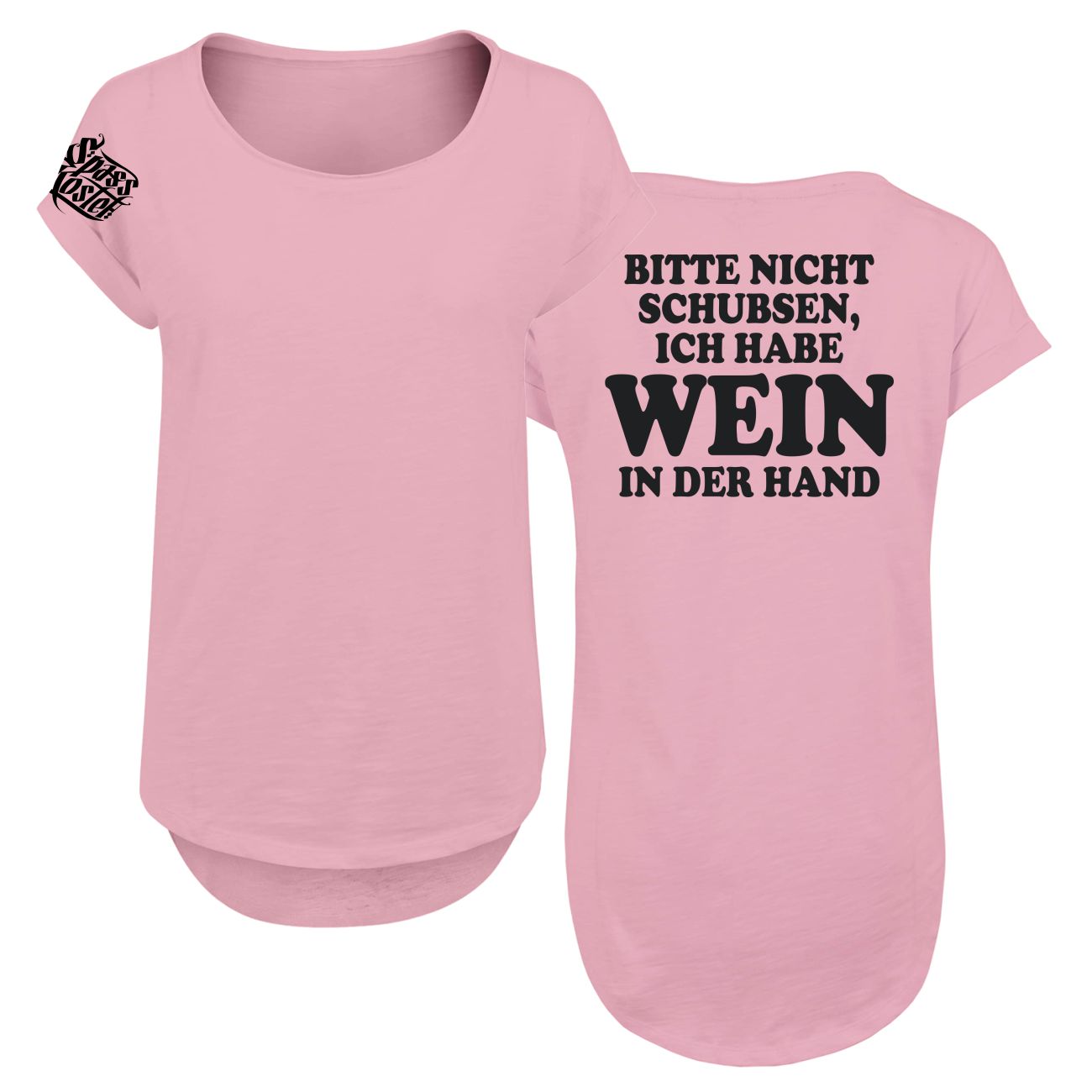 Spass Kostet Frauen Long Slub T-Shirt Bitte nicht schubsen habe WEIN in der Hand