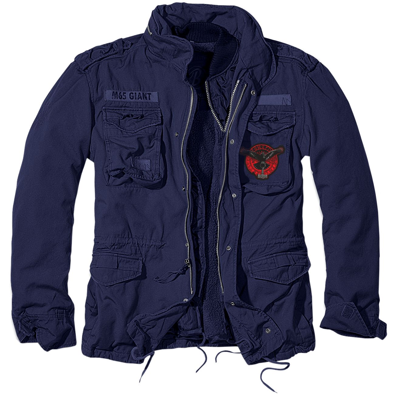 M65 Giant Jacke Odins Raben mit Thors Hammer Größe S M XL oliv