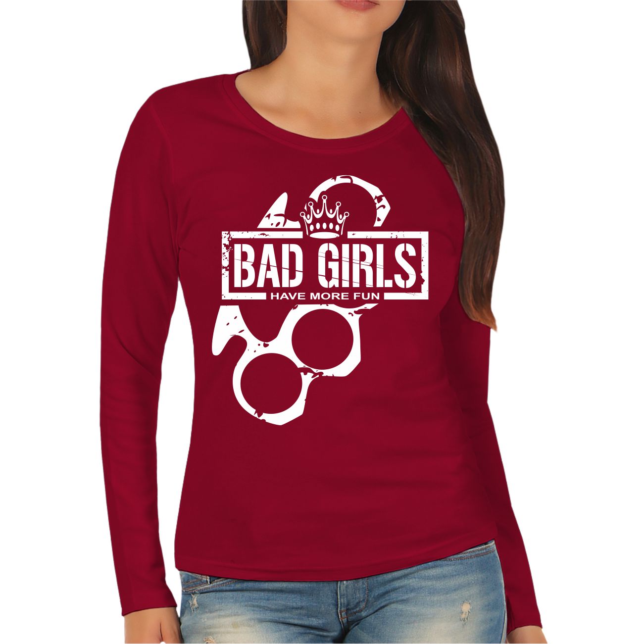 Spass Kostet Damen Langarmshirt Longsleeve Bad Girls do it better hardcore lifestyle