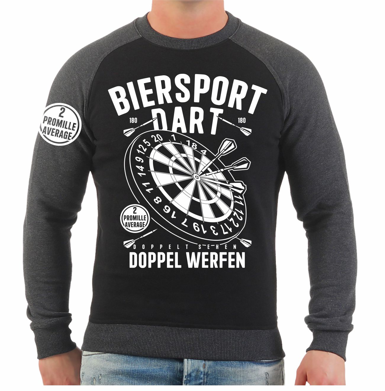 Spass Kostet Männer Sweatshirt DART Biersport DOPPEL WERFEN mit 2 Promille Average