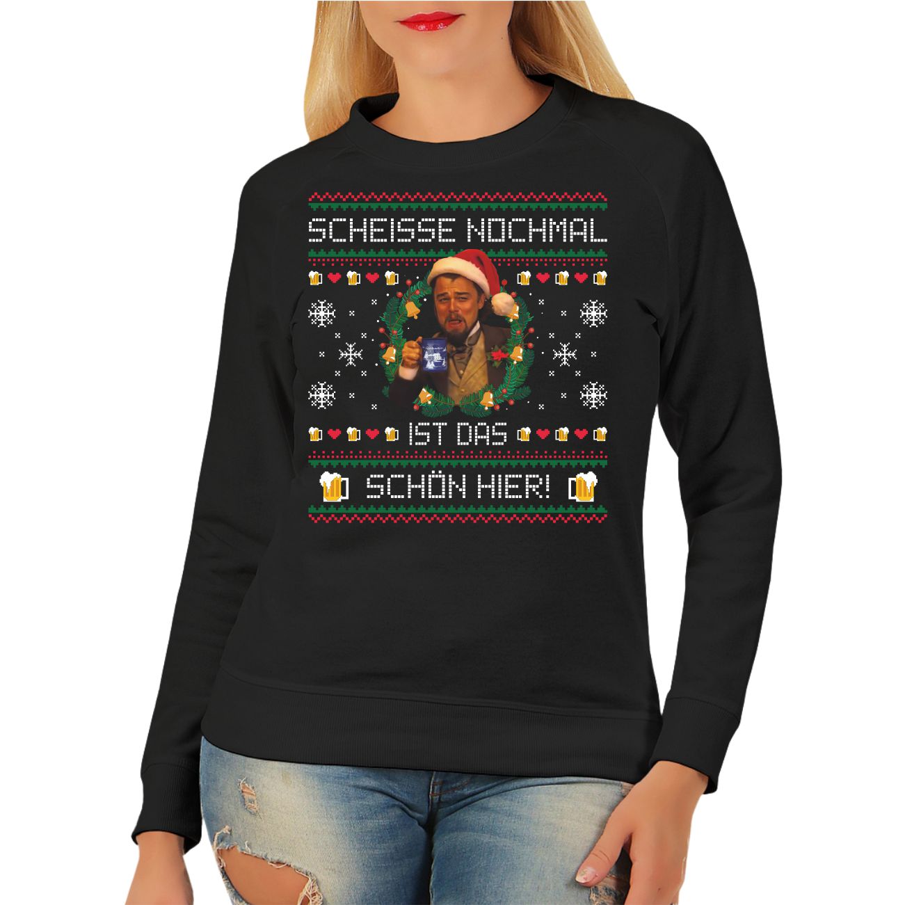 Damen Pullover Sweatshirt Weihnachten Scheisse Nochmal ist das schön hier