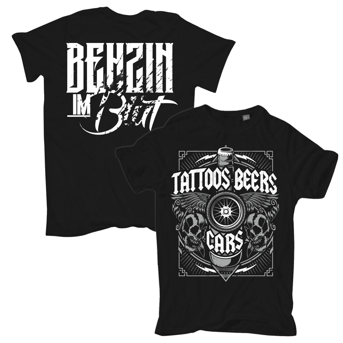 Spass Kostet Übergrößen Männer T-Shirt Benzin im Blut Tattoos Beers Cars 3XL bis 8XL