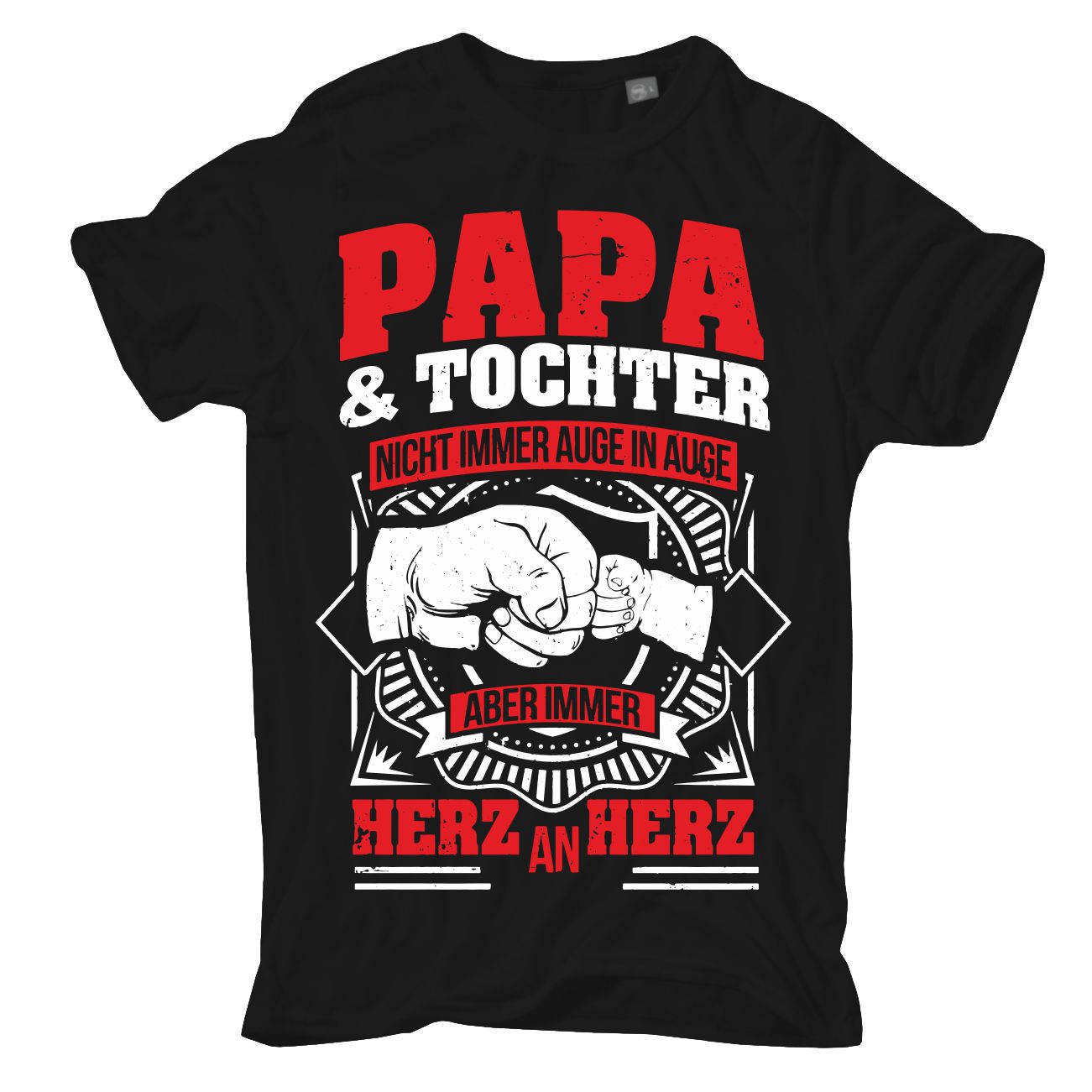 Übergrößen T-Shirt Papa und Tochter Herz an Herz Familie Vater 3XL bis 8XL