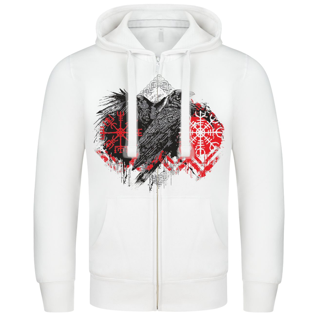 Nordische Mythologie Kapuzenjacke Herren | Wikinger Tattoo Print Mit Odin & Fenrir
