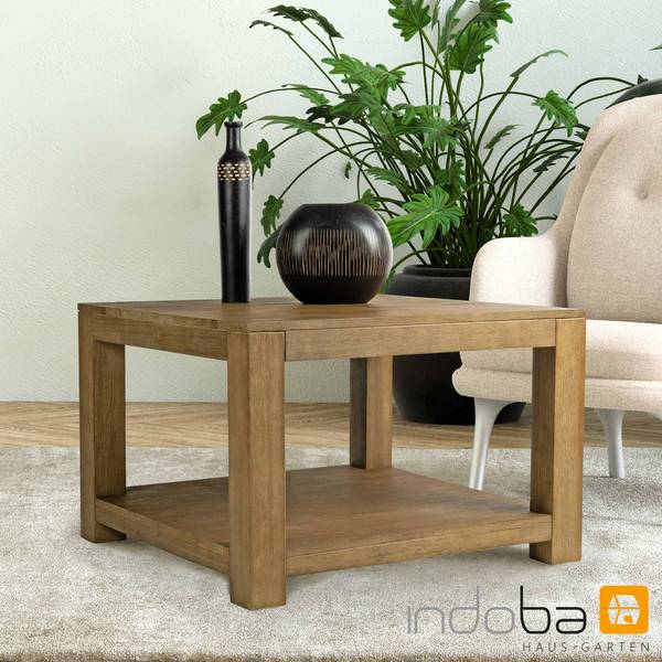 Couchtisch - Massivholz - quadratisch - 600 x 600 x 400 - cold brown