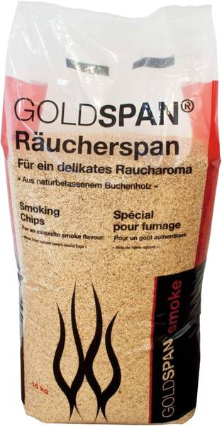 15 kg / 60 Liter Goldspan smoke 7/20 1,0 - 2,5 mm Räucherspäne Buche Räuchermehl