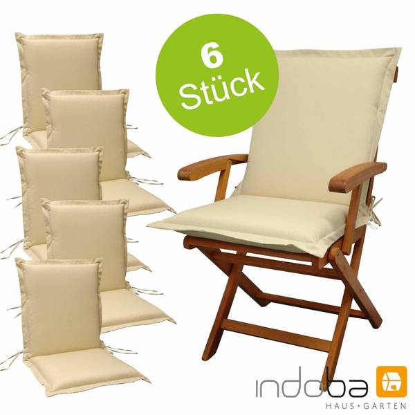 6 x indoba - Sitzauflage Niederlehner Serie Premium - extra dick - Beige