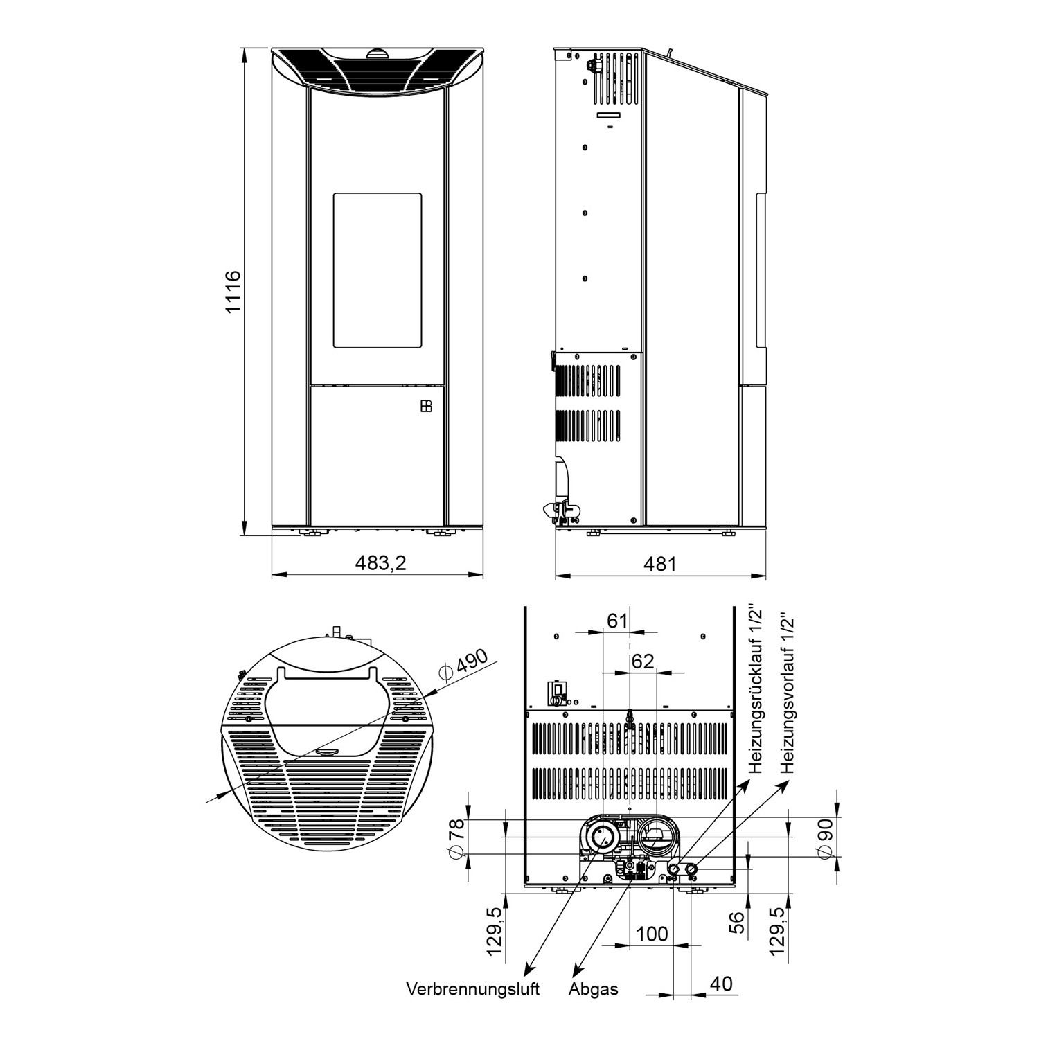 Pelletofen Heizofen Feuerstätte Kamin wasserführend elegant