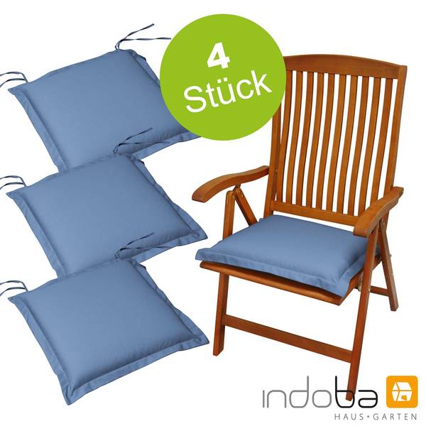 4 x indoba - Sitzkissen Serie Premium - extra dick - Blau