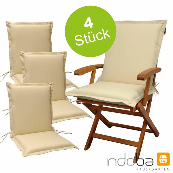 4 x indoba - Sitzauflage Niederlehner Serie Premium - extra dick - Beige