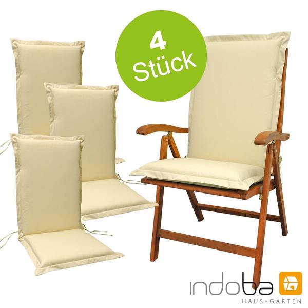 4 x indoba - Sitzauflage Hochlehner Serie Premium - extra dick - Beige