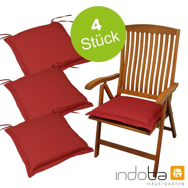 4 x indoba - Sitzkissen Serie Premium - extra dick - Rot